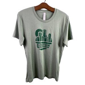 Boston Massachusetts Short Sleeve T-Shirt Medium Green Crewneck Cotton Blend USA